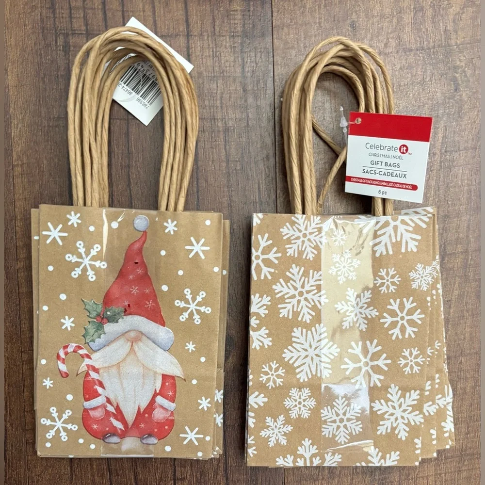 Christmas bags bows box paper NEW NWT Approx 4 lbs Santa candy cane tree